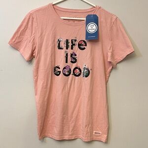 Life Is Good Light Pink Tee with Graphic Print